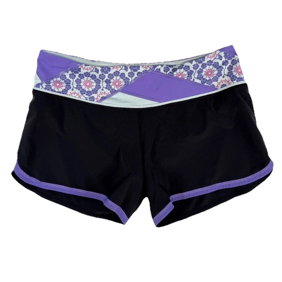 Lululemon Women Size 8 Groovy Run Shorts Black Quilt Summer13 5 Power Purple - Picture 2 of 13